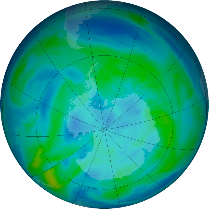 Antarctic ozone map for 04 April 1998